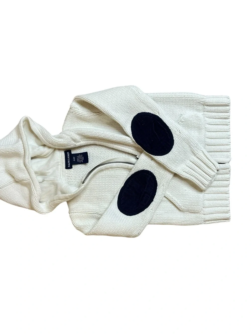 Ralph Lauren PoloCream Knit Zip-Up Sweater Hoodie Sz 4T